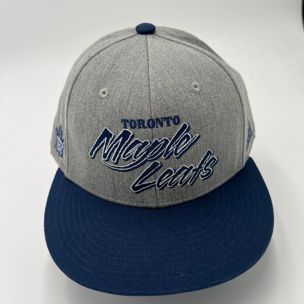 Vintage Adidas Mens Gray NHL Toronto Maple‎ Leafs Flat Brim Snapback Hat Cap NWT